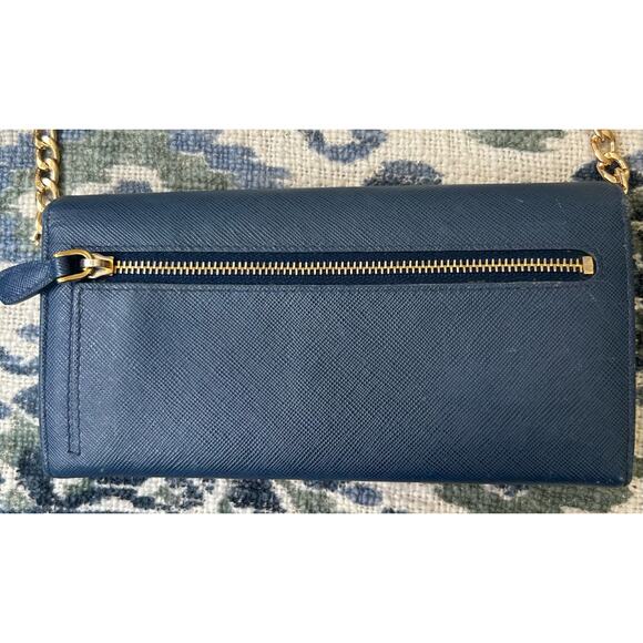 Authentic PRADA Saffiano Leather Metal Frame Continental Wallet in Blue w/COA - Picture 10 of 16